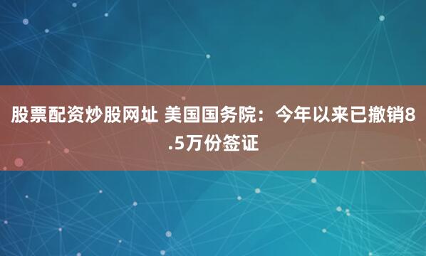 股票配资炒股网址 美国国务院：今年以来已撤销8.5万份签证